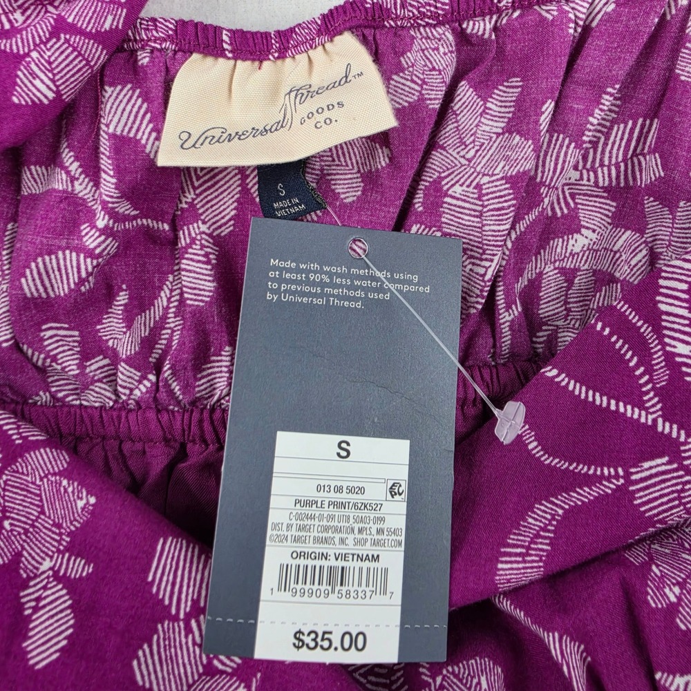 Universal Thread NWT Purple Floral Tiered Midi Dress Ruffle Strap Cotton Small - Picture 3 of 9